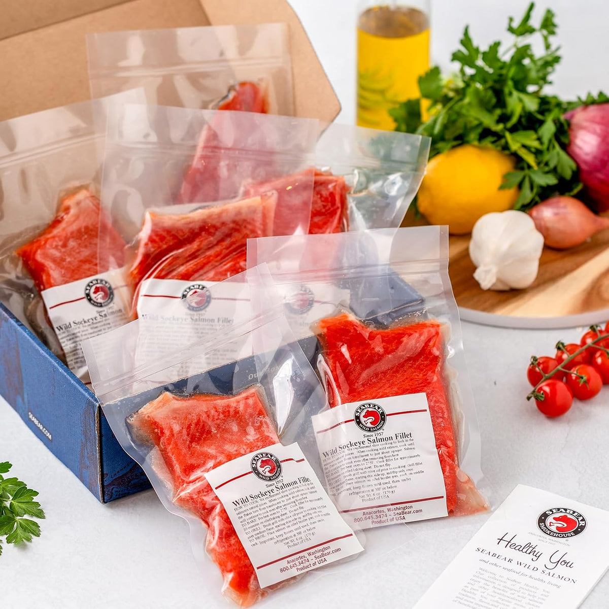 Wild‑Caught Frozen Red Sockeye Salmon Fillets, 6‑Pack 6oz Premium Alaskan Seafood
