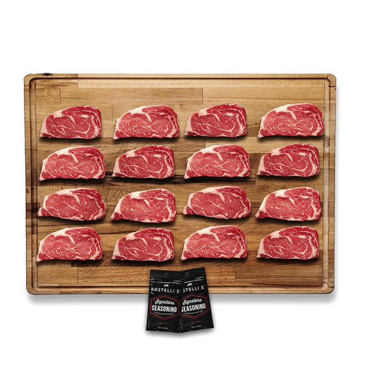 ✨Black Angus Boneless Ribeye Steaks, 16‑Pack 9oz Steaks, 9 Lbs Total Premium Beef